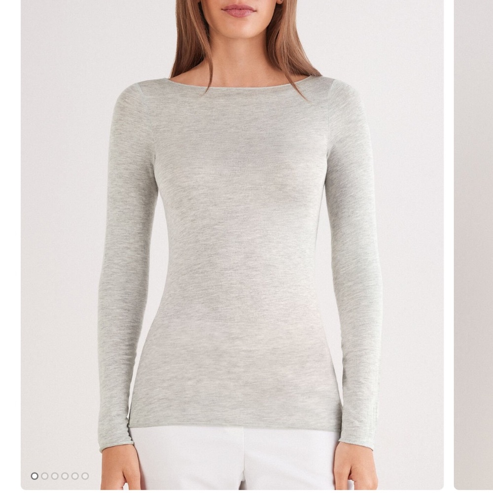 Intimissimi Boat Neck Modal Cashmere Ultralight Top Light Grey Blend NTW